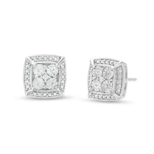 Zales: Diamond Accent Cushion Stud Earrings in Sterling Silver